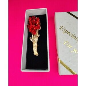 Bouquet Flower Brooch Pin Gold Tone Rose Crystal Gift Boxed Especially For You 1
